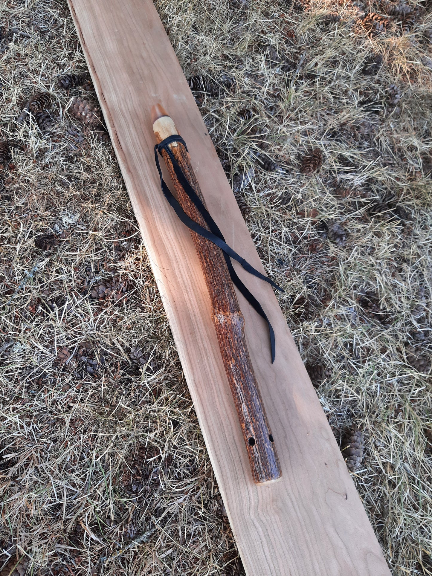 IN STOCK, low D minor, Elderberry stem flute. 440 hz