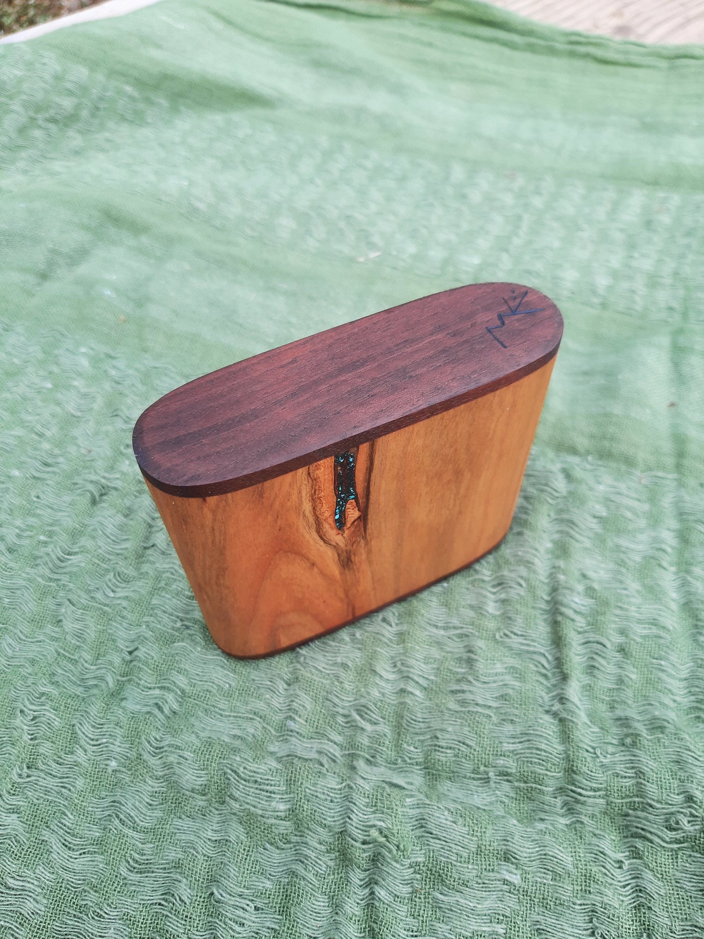 IN STOCK, Cherry shaker with Walnut and Turquoise