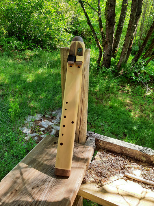 IN STOCK, Key of A, aeolian 440 hz. Alternating drone with Turquoise and black pumice inlay