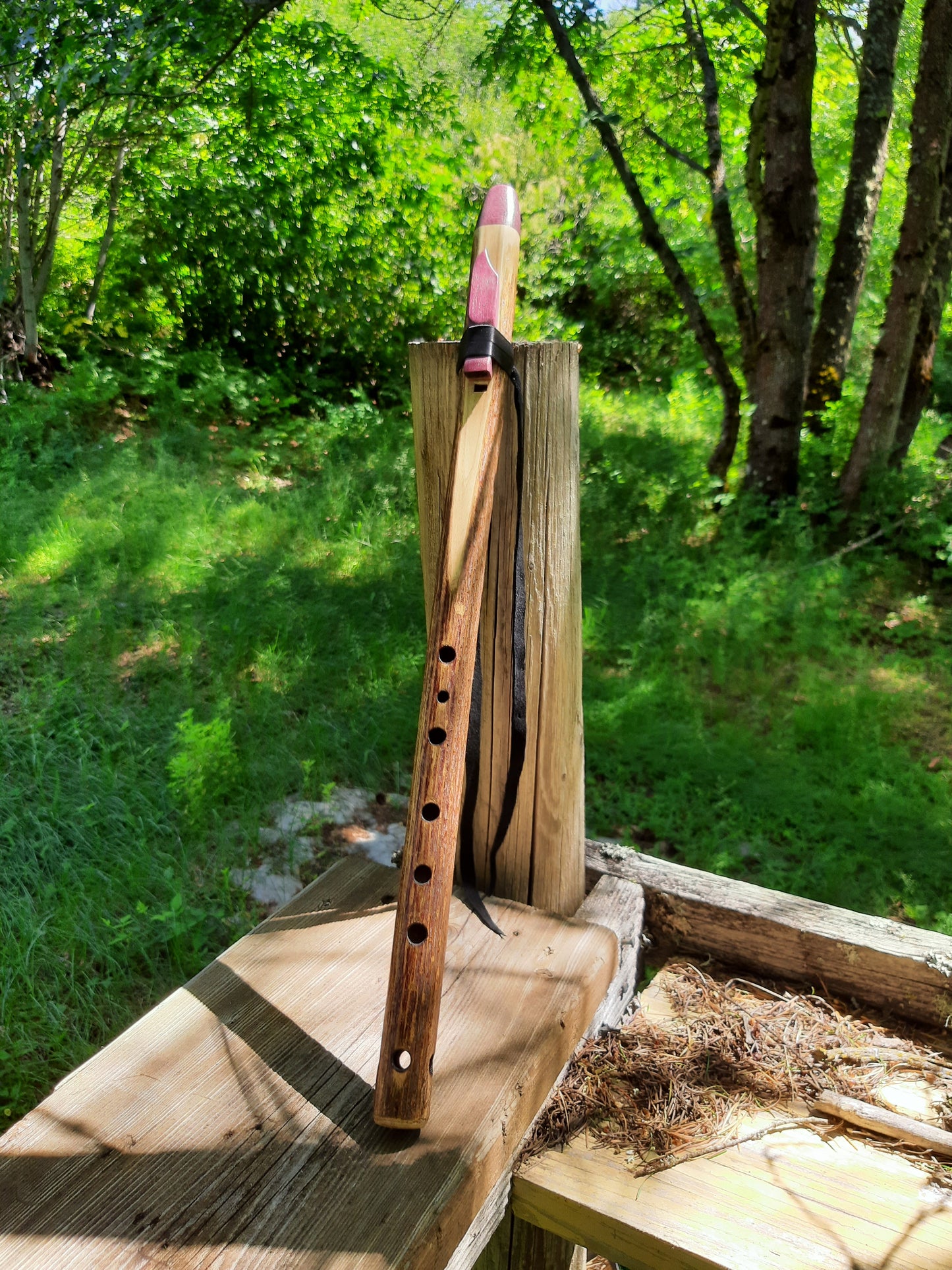 IN STOCK, Key of G 432 hz Aeolian. Elderberry Stem with purple heart mouthpiece and sound block.