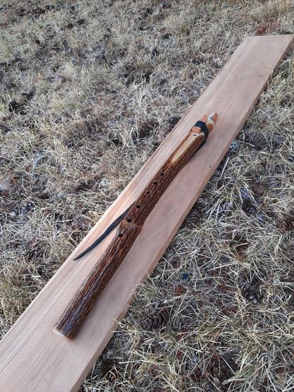 IN STOCK, low D minor, Elderberry stem flute. 440 hz