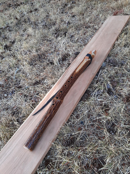 IN STOCK, low D minor, Elderberry stem flute. 440 hz