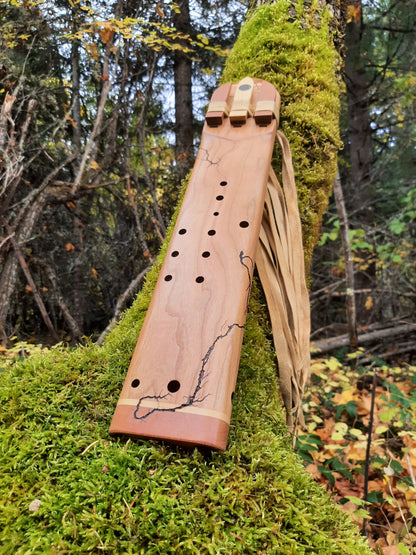 IN STOCK, mid-range, G minor, triple drone with WOOD FRACTAL burning and galactic stone inlay.