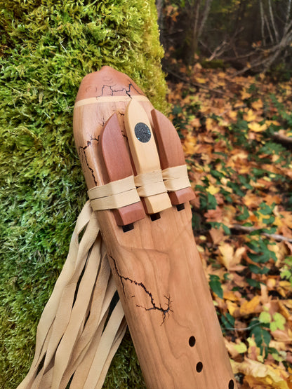 IN STOCK, mid-range, G minor, triple drone with WOOD FRACTAL burning and galactic stone inlay.