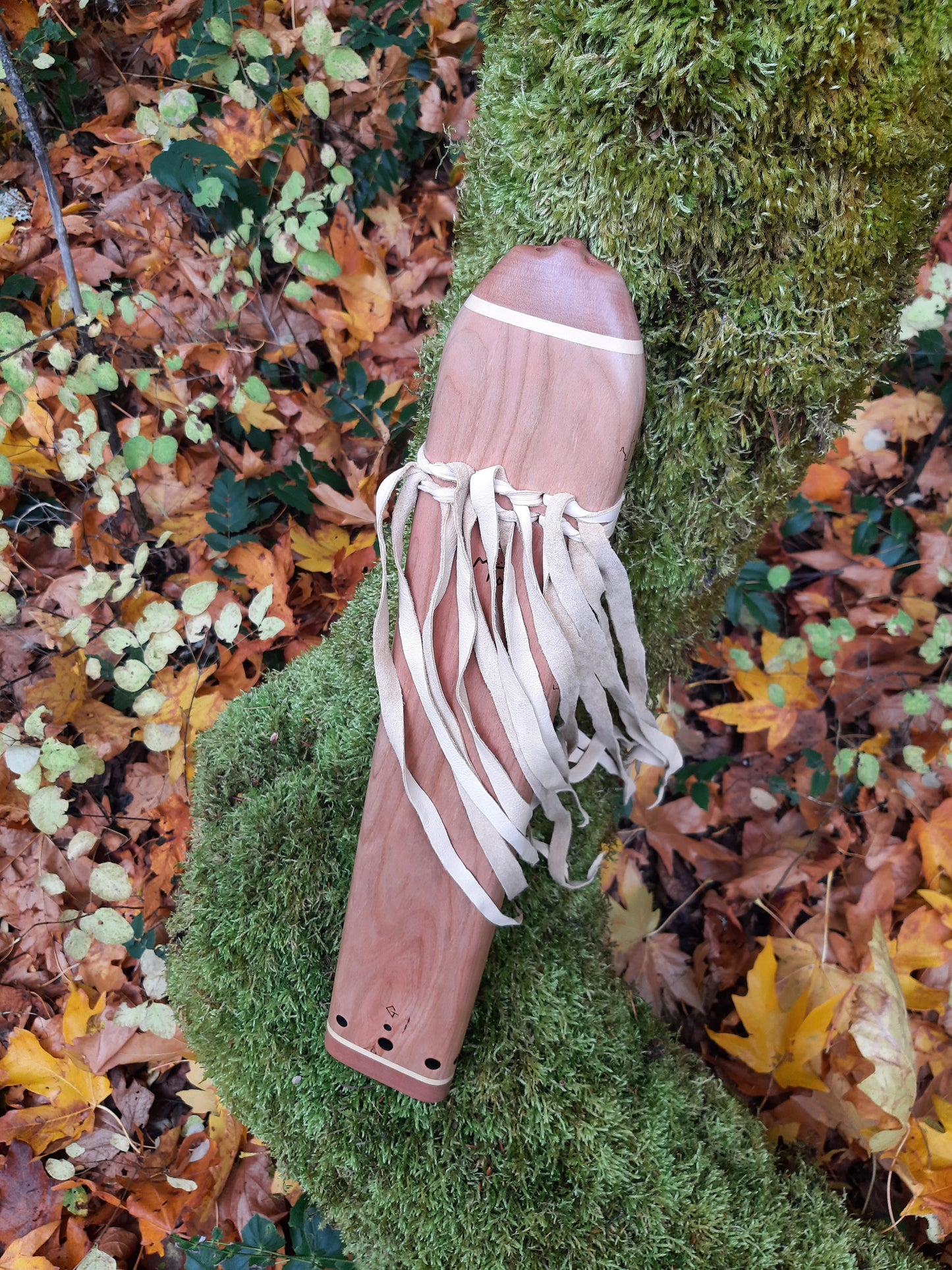 IN STOCK, mid-range, G minor, triple drone with WOOD FRACTAL burning and galactic stone inlay.