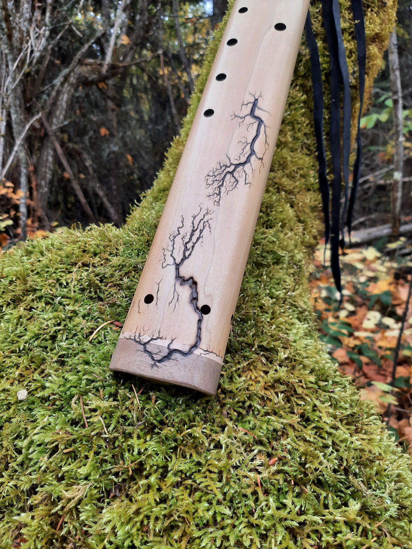 IN STOCK, LOW C# minor double drone with WOOD FRACTAL burning and galactic stone inlay