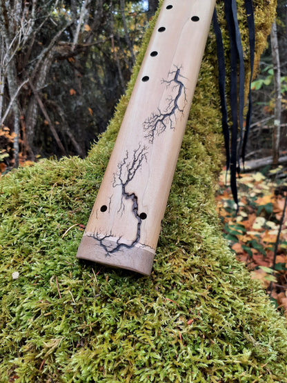 IN STOCK, LOW C# minor double drone with WOOD FRACTAL burning and galactic stone inlay