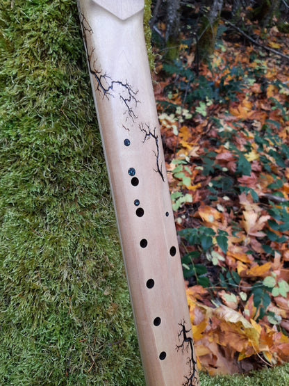 IN STOCK, LOW C# minor double drone with WOOD FRACTAL burning and galactic stone inlay