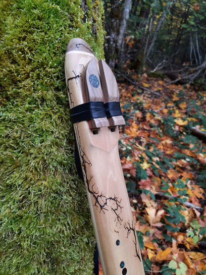 IN STOCK, LOW C# minor double drone with WOOD FRACTAL burning and galactic stone inlay