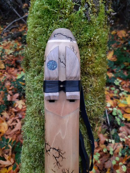 IN STOCK, LOW C# minor double drone with WOOD FRACTAL burning and galactic stone inlay