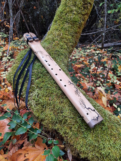 IN STOCK, LOW C# minor double drone with WOOD FRACTAL burning and galactic stone inlay