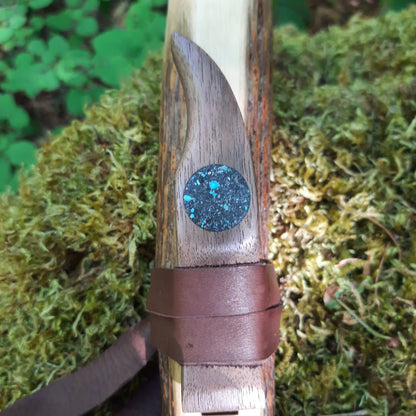 IN STOCK, mid-range, F minor, Elderberry Stem flute with Galactic stone inlay
