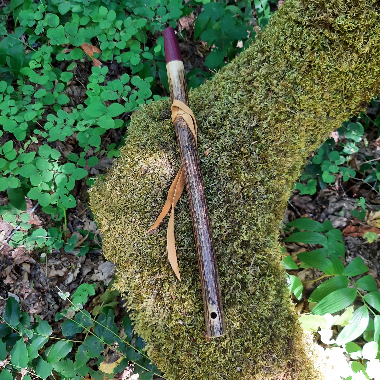 IN STOCK, high-A minor, Elderberry stem flute with purple heart and Galactic stone inlay, 440 hz